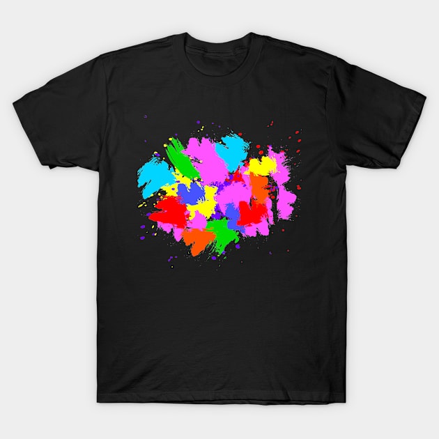 Random brush strokes with bright splashes abstract. T-Shirt by Inari